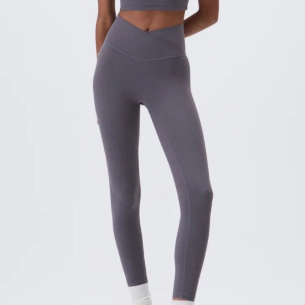 Adanola Ultimate Wrap Over Solid GRAY GREY Legging Active XS Yoga Gym Workout